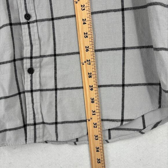 Foundry Signature Flannel Shirt Size LT Gray Plaid Cotton Classic Fit Button Up - Picture 9 of 11